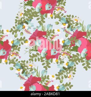 Vektor Muster der tropischen Hibiskus Blumen Bündel Stock Vektor