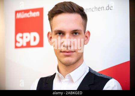 JuSo Tim Gehrlein nimmt Teil an dem Dreikönigstreffen der Münchner SPD am Sonntag, 6. Januar 2019 im hofbräukeller am Wiener Platz in München (Oberbayern). [Automatisierte Übersetzung] Stockfoto