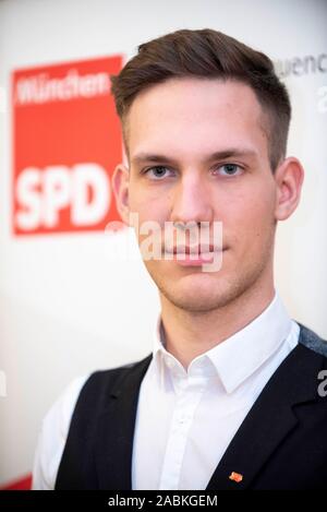 JuSo Tim Gehrlein nimmt Teil an dem Dreikönigstreffen der Münchner SPD am Sonntag, 6. Januar 2019 im hofbräukeller am Wiener Platz in München (Oberbayern). [Automatisierte Übersetzung] Stockfoto