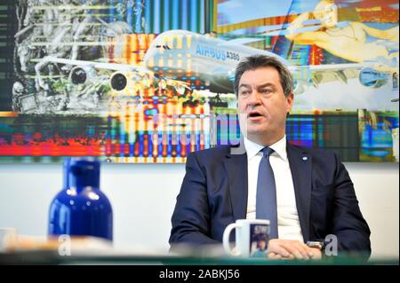 Markus Söder, Ministerpräsident des Freistaates Bayern und neu Partei der CSU gewählt, in einem Interview mit der Süddeutschen Zeitung in seinem neuen Büro an der CSU-Zentrale in München. [Automatisierte Übersetzung] Stockfoto