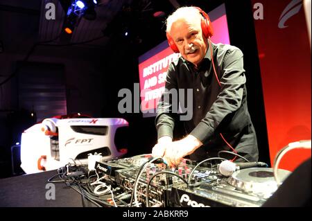 Die italienische Musik Produzent und Komponist Giorgio Moroder spielt an der FPT Industrie Veranstaltung im Technikum München. [Automatisierte Übersetzung] Stockfoto