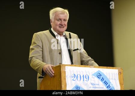 Bundesinnenminister Horst Seehofer (CSU) spricht an der Bavaricum 2019 Symposium in der Münchner Augustinerkeller. [Automatisierte Übersetzung] Stockfoto
