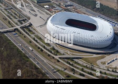 Luftbild der Allianz Arena in München [automatisierte Übersetzung] Stockfoto