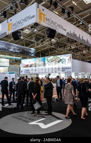 Eine Übersicht Bild zeigt den Stand der Stadt München am Dienstag, 8. Oktober 2019 auf der Expo Real auf der Messe in München (Oberbayern). [Automatisierte Übersetzung] Stockfoto