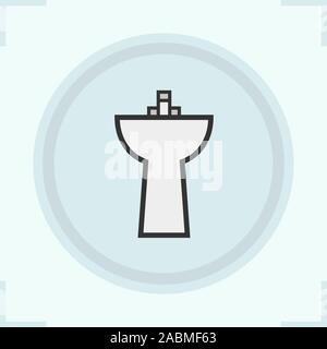 Spüle Farbe Symbol. Waschbecken. Keramik Waschtisch. Isolierte Vector Illustration Stock Vektor