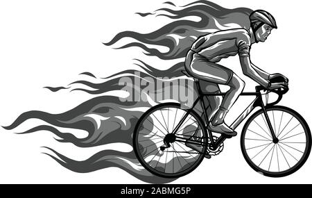 Flammende Spur der Radrennen Silhouette Vector Illustration Stock Vektor