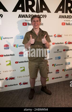 November 27, 2019, Sydney, NSW, Australien: ROBERT IRWIN stellt in der Auszeichnungen Zimmer während der 33. jährlichen ARIA Awards 2019 im Star am 27. November 2019 in Sydney, NSW Australien (Bild: © Christopher Khoury/australische Presseagentur über ZUMA Draht) Stockfoto