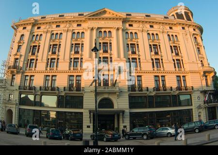 5-Sterne Hotel Bristol Gebäude im Licht der untergehenden Sonne, Warschau, Polen Stockfoto