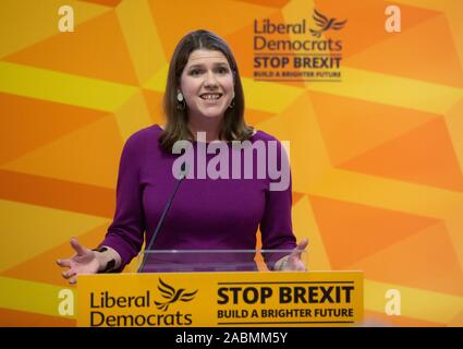 London, Großbritannien. 28 Nov, 2019. Liberaldemokraten, Jo Swinson, macht eine Rede in Central London darlegt, warum sie denkt, Boris Johnson ist ungeeignet Premierminister zu werden. Credit: Tommy London/Alamy leben Nachrichten Stockfoto