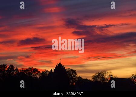 Himmel, Sonnenuntergang, Abendrot, Linum, Brandenburg, Deutschland Stockfoto