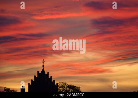 Himmel, Sonnenuntergang, Abendrot, Linum, Brandenburg, Deutschland Stockfoto