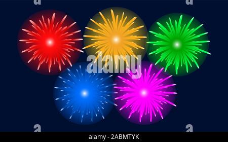 Feuerwerk am Himmel in der Nacht. Salute Stock Vektor