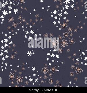 Hand streublümchen Blume Bereich nahtlose Muster gezeichnet, niedliche floral background, toll für Textilien, Banner, Wallpaper - vektor design Stockfoto