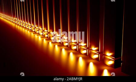 Abstract Schwarzer Hintergrund mit einer vertikalen 3-D-rote Beleuchtung. 3D-Rendering, 3D-Darstellung. Stockfoto
