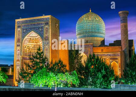 Gur-e Amir oder Guri Amir (Grab des König), ein mausoleum der Asiatischen Eroberer Tamerlan in Samarkand, Usbekistan. Stockfoto