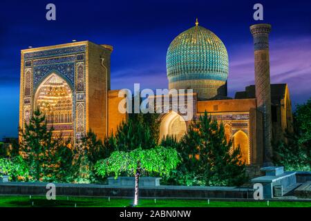 Gur-e Amir oder Guri Amir (Grab des König), ein mausoleum der Asiatischen Eroberer Tamerlan in Samarkand, Usbekistan. Stockfoto