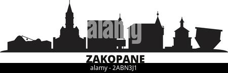 Polen, Zakopane Skyline der Stadt isoliert Vector Illustration. Polen, Zakopane reisen Stadtbild mit Referenzmarken Stock Vektor