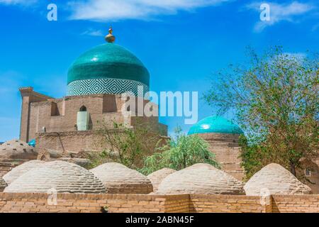 Historische Architektur Itchan Kala, ummauerten Innenstadt der Stadt Chiwa, Usbekistan. UNESCO-Weltkulturerbe. Stockfoto