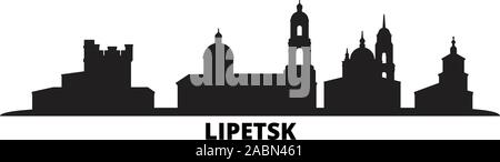 Russland, Lipetsk Skyline der Stadt isoliert Vector Illustration. Russland, Lipetsk Travel schwarz Stadtbild Stock Vektor