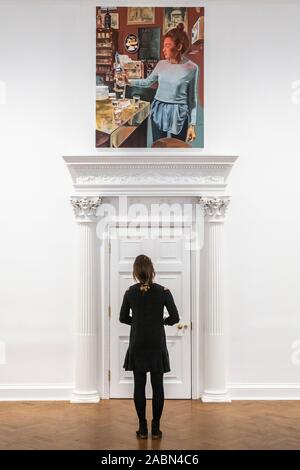 London, Großbritannien. 28. Nov 2019. Die Schönsten Barkeeper der Welt, 2019 - die erste Ausstellung in der Galerie Thaddaeus Ropac London der Polnischen Künstler Marcin Maciejowski. Galerie Thaddaeus Ropac Hosts getrennte zeigt durch zwei Künstler gleichzeitig. Credit: Guy Bell/Alamy leben Nachrichten Stockfoto