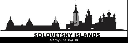 Russland, Solovetsky Inseln Skyline der Stadt isoliert Vector Illustration. Russland, Solovetsky Inseln Reisen schwarz Stadtbild Stock Vektor