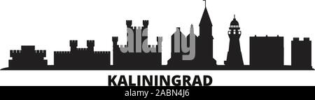 Russland, Kaliningrad Skyline der Stadt isoliert Vector Illustration. Russland, Kaliningrad reisen schwarz Stadtbild Stock Vektor