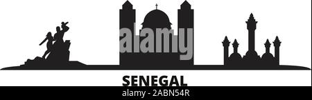 Senegal Skyline der Stadt isoliert Vector Illustration. Senegal reisen schwarz Stadtbild Stock Vektor