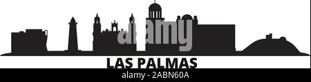 Spanien, Las Palmas Skyline der Stadt isoliert Vector Illustration. Spanien, Las Palmas Reisen schwarz Stadtbild Stock Vektor