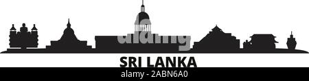 Sri Lanka Skyline der Stadt isoliert Vector Illustration. Sri Lanka Reisen schwarz Stadtbild Stock Vektor