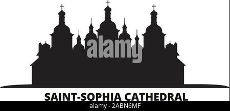 Ukraine, Kiew, St. Sophia Kathedrale Skyline der Stadt isoliert Vector Illustration. Ukraine, Kiew, St. Sophia Kathedrale reisen Stadtbild mit Referenzmarken Stock Vektor