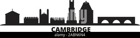 Vereinigtes Königreich, Cambridge Skyline der Stadt isoliert Vector Illustration. Vereinigtes Königreich, Cambridge Reisen schwarz Stadtbild Stock Vektor