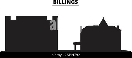 United States, Billings City Skyline der Stadt isoliert Vector Illustration. United States, Billings City Travel schwarz Stadtbild Stock Vektor