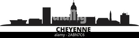 United States, Cheyenne Skyline der Stadt isoliert Vector Illustration. United States, Cheyenne Travel schwarz Stadtbild Stock Vektor