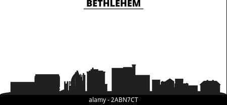 United States, Bethlehem Skyline der Stadt isoliert Vector Illustration. United States, Bethlehem Travel schwarz Stadtbild Stock Vektor