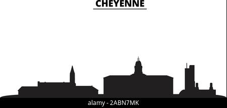 United States, Cheyenne City Skyline der Stadt isoliert Vector Illustration. United States, Cheyenne City Travel schwarz Stadtbild Stock Vektor