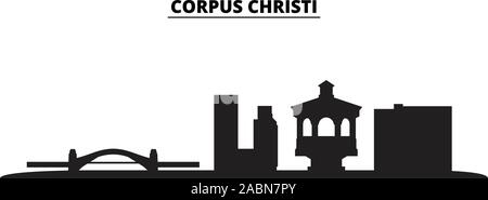 United States, Corpus Christi Skyline der Stadt isoliert Vector Illustration. United States, Corpus Christi Travel schwarz Stadtbild Stock Vektor