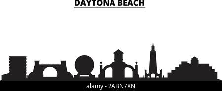 United States, Daytona Beach Skyline der Stadt isoliert Vector Illustration. United States, Daytona Beach reisen schwarz Stadtbild Stock Vektor