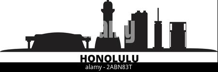 United States, Honolulu Skyline der Stadt isoliert Vector Illustration. United States, Honolulu Reisen schwarz Stadtbild Stock Vektor