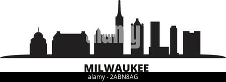 Usa, Milwaukee City Skyline der Stadt isoliert Vector Illustration. Usa, Milwaukee City Travel schwarz Stadtbild Stock Vektor