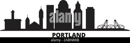 Usa, Portland City Skyline isoliert Vector Illustration. Usa, Portland Travel schwarz Stadtbild Stock Vektor