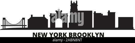 United States, New York Brooklyn Skyline der Stadt isoliert Vector Illustration. United States, New York Brooklyn Travel schwarz Stadtbild Stock Vektor