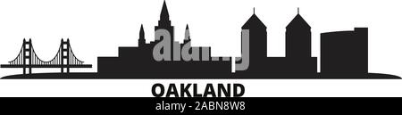 United States, Oakland City Skyline isoliert Vector Illustration. United States, Oakland Reisen schwarz Stadtbild Stock Vektor