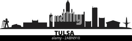 United States, Tulsa Skyline der Stadt isoliert Vector Illustration. United States, Tulsa Reisen schwarz Stadtbild Stock Vektor