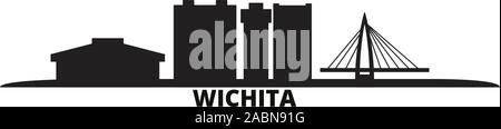 United States, Wichita Skyline der Stadt isoliert Vector Illustration. United States, Wichita Reisen schwarz Stadtbild Stock Vektor