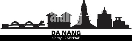 Vietnam Da Nang City Skyline isoliert Vector Illustration. Vietnam Da Nang Travel schwarz Stadtbild Stock Vektor