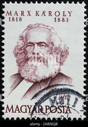 Porträt von Karl Marx auf ungarische Briefmarke Stockfoto