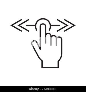 Horizontale Bildlaufleiste Touchscreen Geste Vektor, Blättern Touchscreen Geste Symbol. Hand streichen Symbol, horizontal scrollen, line Symbolsatz auf weißem backgrou Stock Vektor