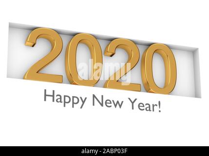 Gold Zahlen des neuen Jahres 2020. 3D-Rendering Stockfoto