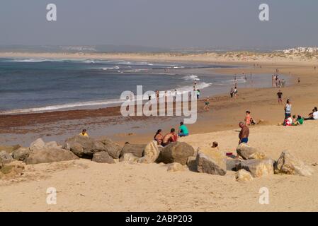 Gamboa Strand in Peniche Portugal Stockfoto