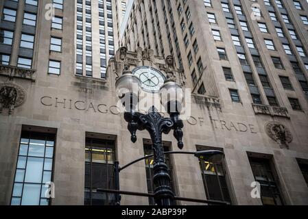 Fassade des Chicago Board of Trade Building, Art-Deco-Wolkenkratzer in 1930, Chicago, Illinois, USA Stockfoto